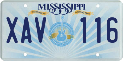 MS license plate XAV116