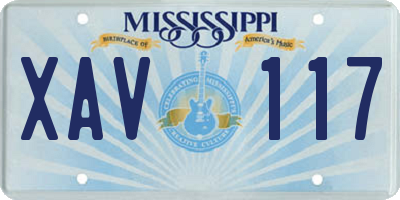 MS license plate XAV117