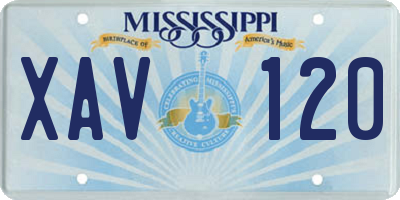 MS license plate XAV120