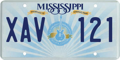 MS license plate XAV121