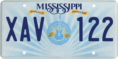 MS license plate XAV122
