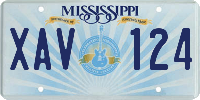 MS license plate XAV124