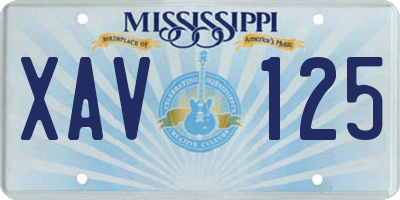 MS license plate XAV125