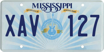 MS license plate XAV127