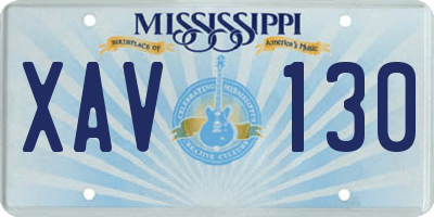 MS license plate XAV130
