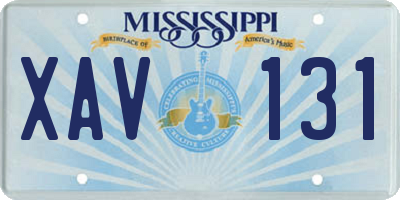 MS license plate XAV131