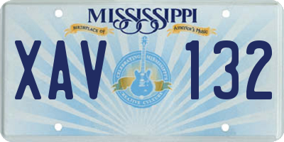 MS license plate XAV132