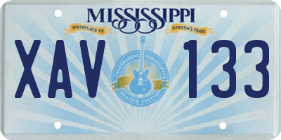 MS license plate XAV133
