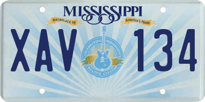 MS license plate XAV134