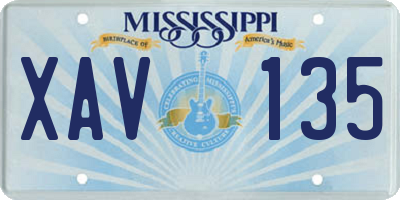 MS license plate XAV135