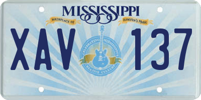 MS license plate XAV137