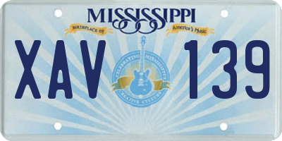MS license plate XAV139
