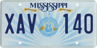 MS license plate XAV140
