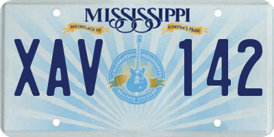 MS license plate XAV142
