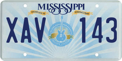MS license plate XAV143