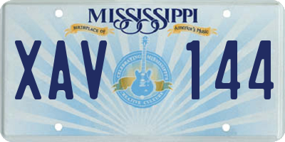 MS license plate XAV144