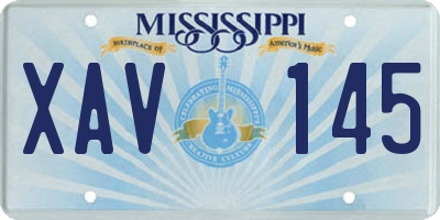 MS license plate XAV145