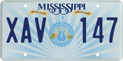 MS license plate XAV147