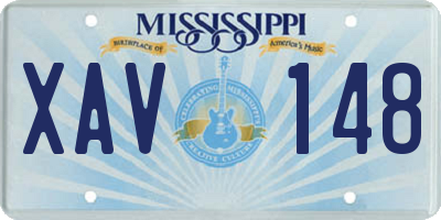 MS license plate XAV148