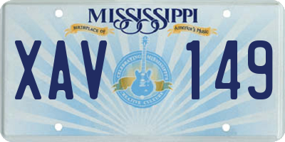 MS license plate XAV149