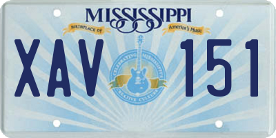 MS license plate XAV151