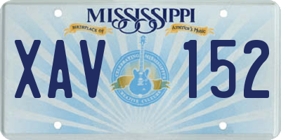 MS license plate XAV152