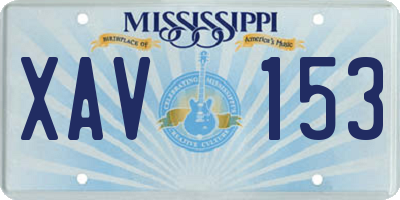 MS license plate XAV153
