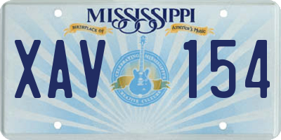MS license plate XAV154