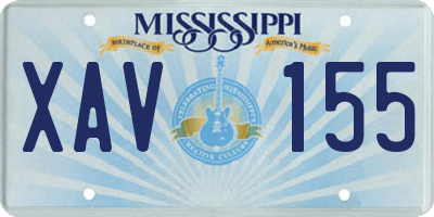 MS license plate XAV155