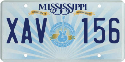 MS license plate XAV156