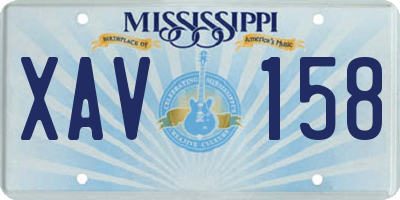 MS license plate XAV158