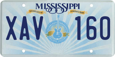 MS license plate XAV160