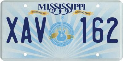 MS license plate XAV162