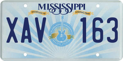 MS license plate XAV163