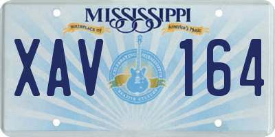 MS license plate XAV164
