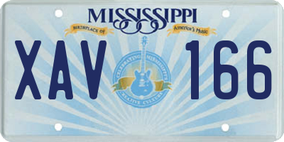 MS license plate XAV166