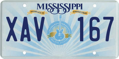 MS license plate XAV167