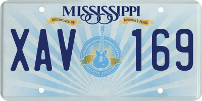 MS license plate XAV169