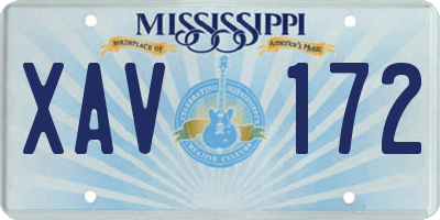 MS license plate XAV172