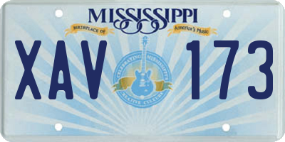 MS license plate XAV173