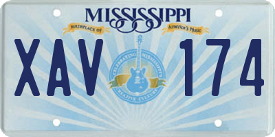 MS license plate XAV174