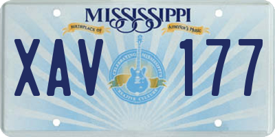 MS license plate XAV177