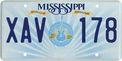 MS license plate XAV178