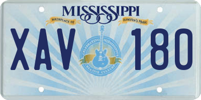 MS license plate XAV180