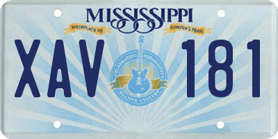 MS license plate XAV181