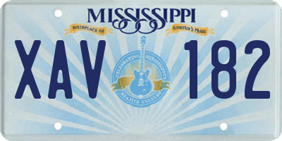 MS license plate XAV182