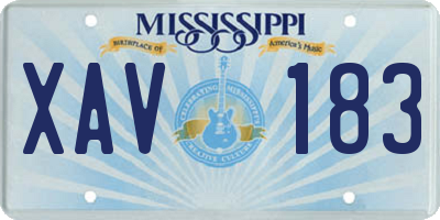 MS license plate XAV183