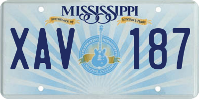 MS license plate XAV187