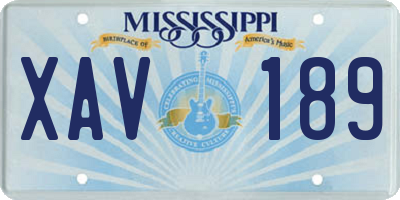 MS license plate XAV189