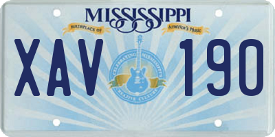 MS license plate XAV190